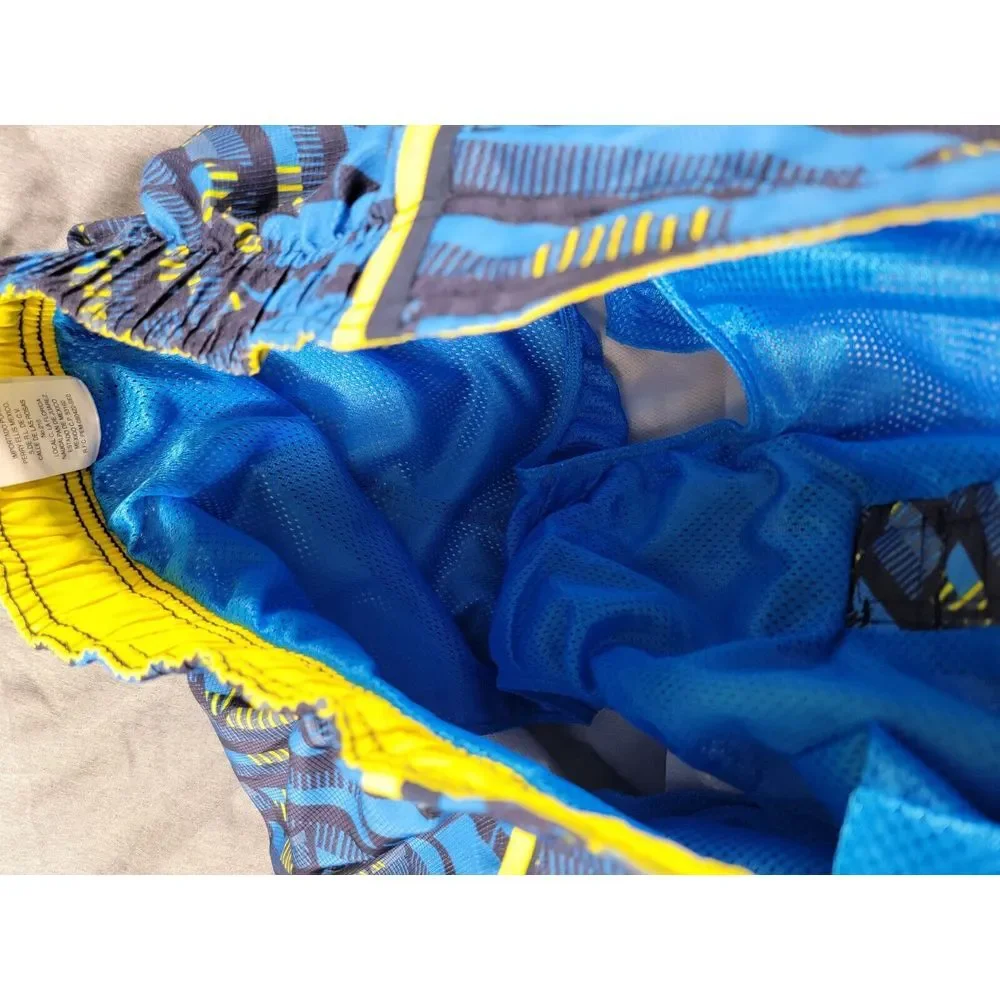 Nike Board Shorts Mens XL Blue Geometric Lined Swim Trunks w/ pockets 10' inseam